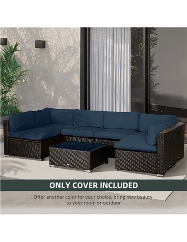 Outsunny Set of 14 Mixed Cushion Covers - Blue