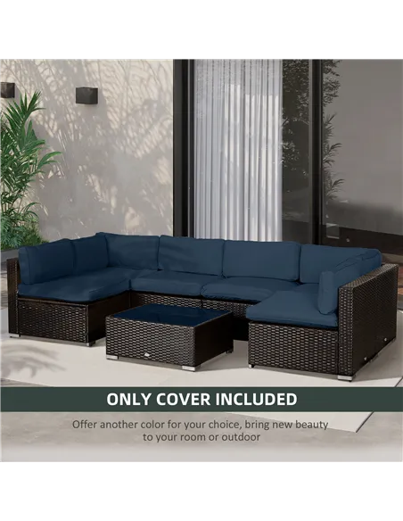 Outsunny Set of 14 Mixed Cushion Covers - Blue