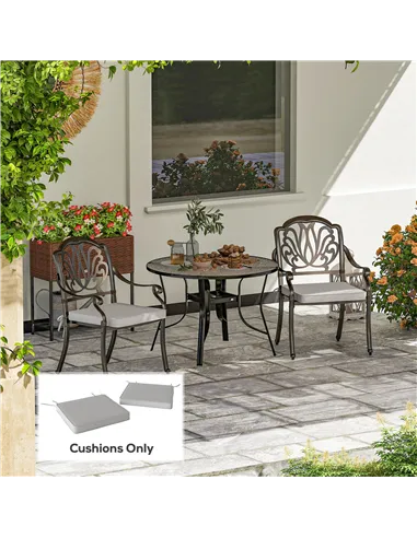 Outsunny Set of Two 45 x 45cm Garden Seat Cushions - Light Grey