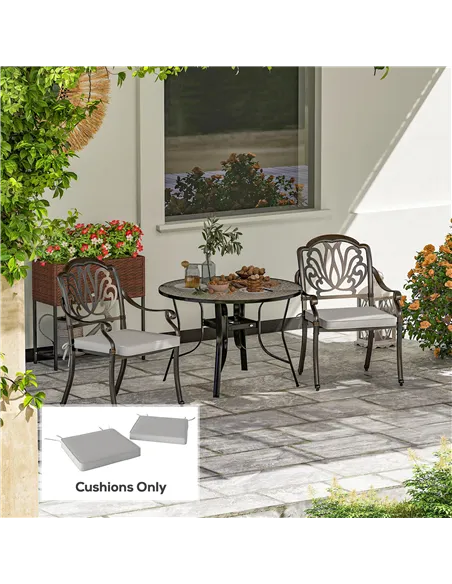Outsunny Set of Two 45 x 45cm Garden Seat Cushions - Light Grey