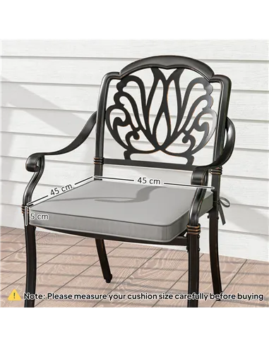 Outsunny Set of Two 45 x 45cm Garden Seat Cushions - Light Grey