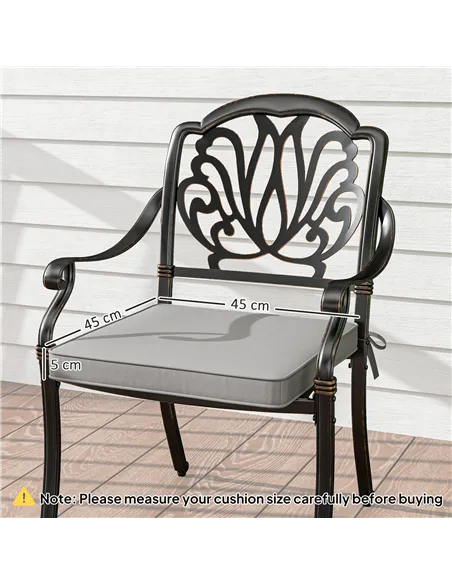 Outsunny Set of Two 45 x 45cm Garden Seat Cushions - Light Grey