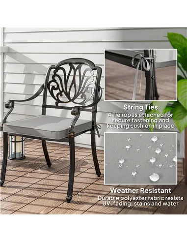 Outsunny Set of Two 45 x 45cm Garden Seat Cushions - Light Grey