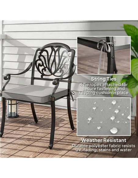 Outsunny Set of Two 45 x 45cm Garden Seat Cushions - Light Grey