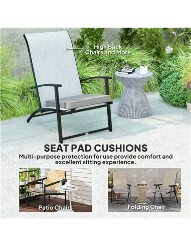 Outsunny Set of Two 45 x 45cm Garden Seat Cushions - Light Grey