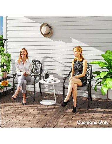 Outsunny Set of Two 45 x 45cm Garden Seat Cushions - Light Grey