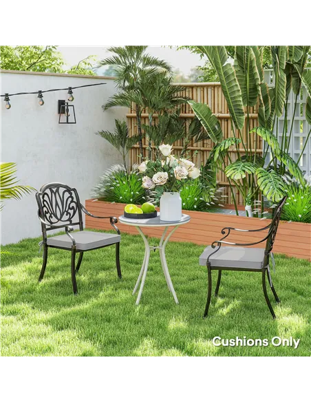 Outsunny Set of Two 45 x 45cm Garden Seat Cushions - Light Grey