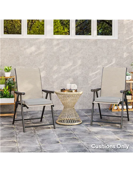 Outsunny Set of Two 45 x 45cm Garden Seat Cushions - Light Grey