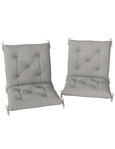 Outsunny Set of Two Outdoor Seat Cushions - Light Grey