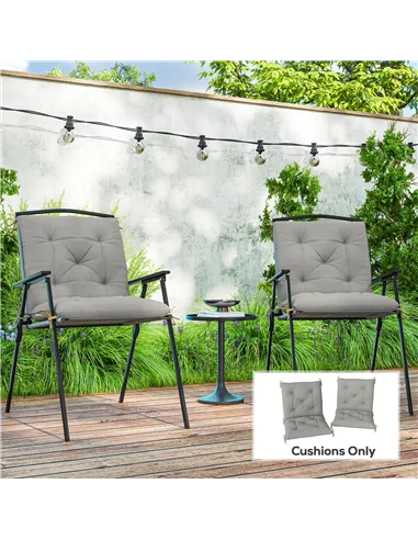 Outsunny Set of Two Outdoor Seat Cushions - Light Grey