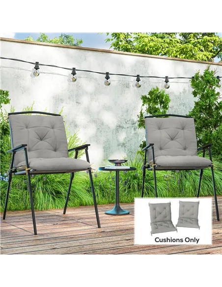 Outsunny Set of Two Outdoor Seat Cushions - Light Grey