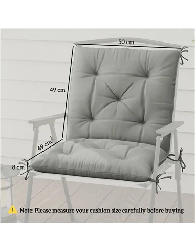 Outsunny Set of Two Outdoor Seat Cushions - Light Grey