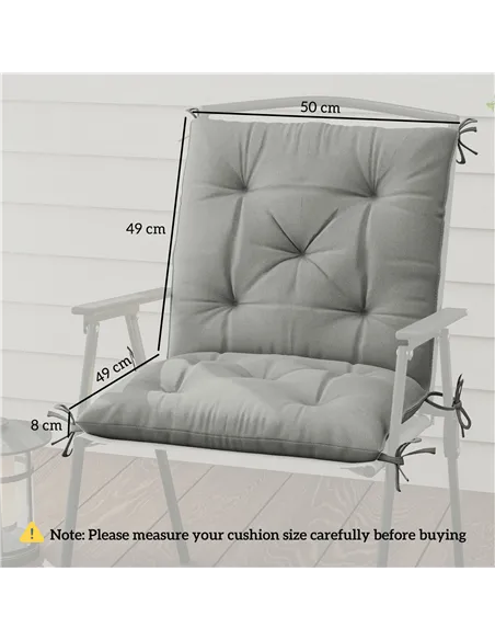 Outsunny Set of Two Outdoor Seat Cushions - Light Grey