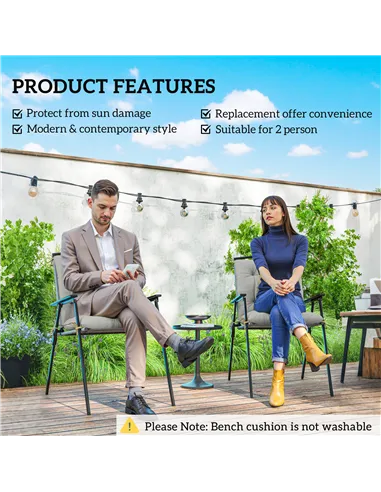 Outsunny Set of Two Outdoor Seat Cushions - Light Grey