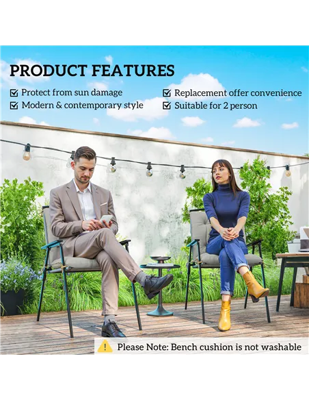 Outsunny Set of Two Outdoor Seat Cushions - Light Grey