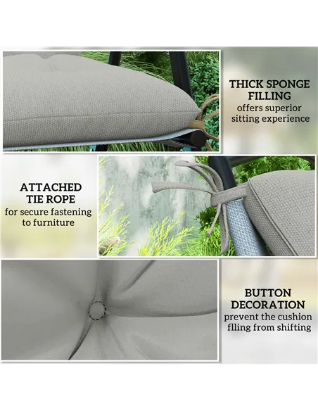 Outsunny Set of Two Outdoor Seat Cushions - Light Grey