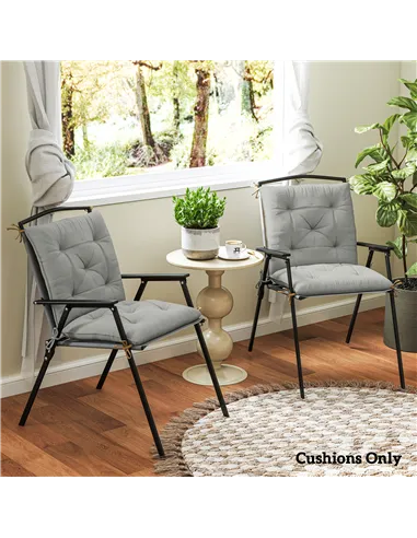 Outsunny Set of Two Outdoor Seat Cushions - Light Grey