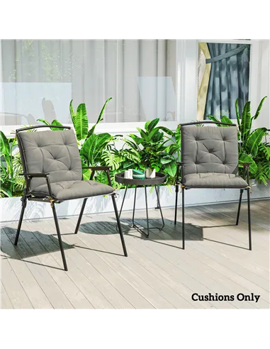 Outsunny Set of Two Outdoor Seat Cushions - Light Grey