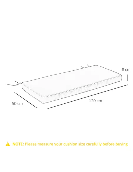 Outsunny 2 Seater Garden Bench Cushion -Light Grey