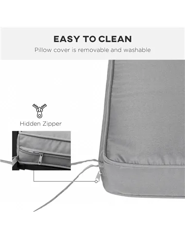 Outsunny 2 Seater Garden Bench Cushion -Light Grey