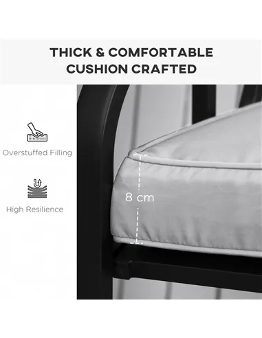 Outsunny 2 Seater Garden Bench Cushion -Light Grey