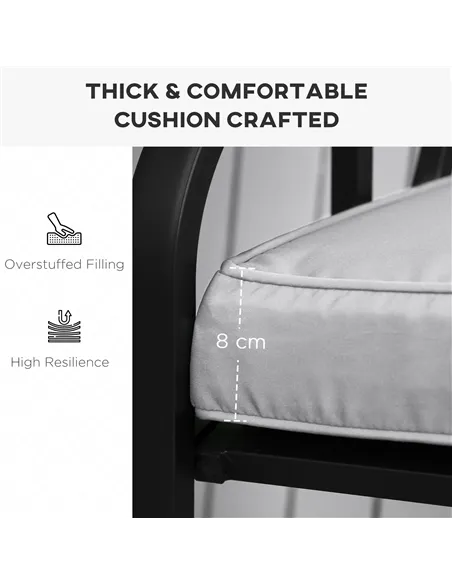 Outsunny 2 Seater Garden Bench Cushion -Light Grey
