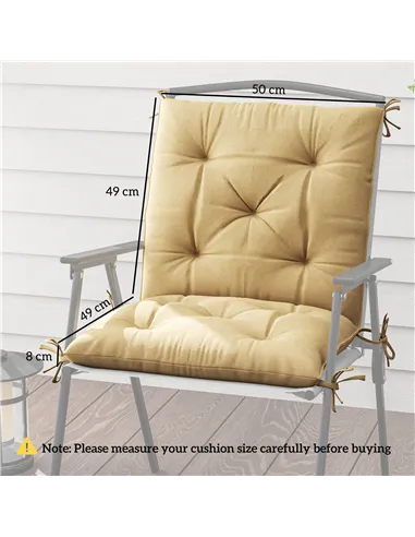 Outsunny Set of Two Outdoor Seat Cushions - Khaki
