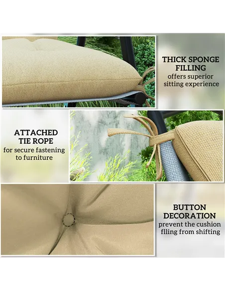 Outsunny Set of Two Outdoor Seat Cushions - Khaki