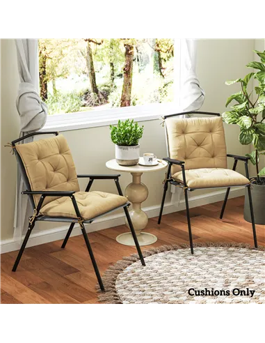 Outsunny Set of Two Outdoor Seat Cushions - Khaki
