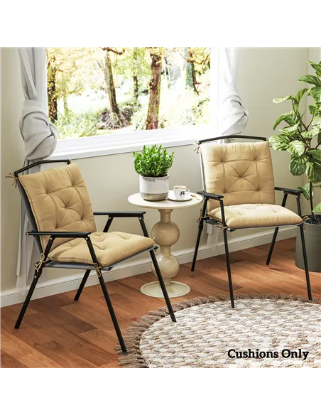 Outsunny Set of Two Outdoor Seat Cushions - Khaki