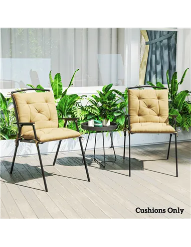 Outsunny Set of Two Outdoor Seat Cushions - Khaki