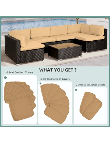 Outsunny 14 Pcs Outdoor Cushion Set - Beige