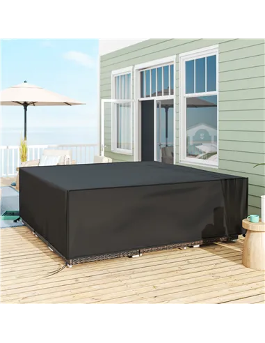 Outsunny Large Patio Garden Furniture Set Cover 600D Oxford Square Waterproof, 230 x 230 x 70 cm, Black