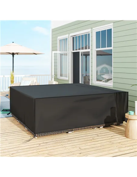 Outsunny Large Patio Garden Furniture Set Cover 600D Oxford Square Waterproof, 230 x 230 x 70 cm, Black