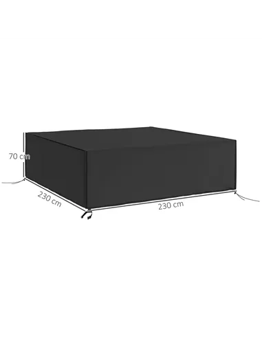 Outsunny Large Patio Garden Furniture Set Cover 600D Oxford Square Waterproof, 230 x 230 x 70 cm, Black
