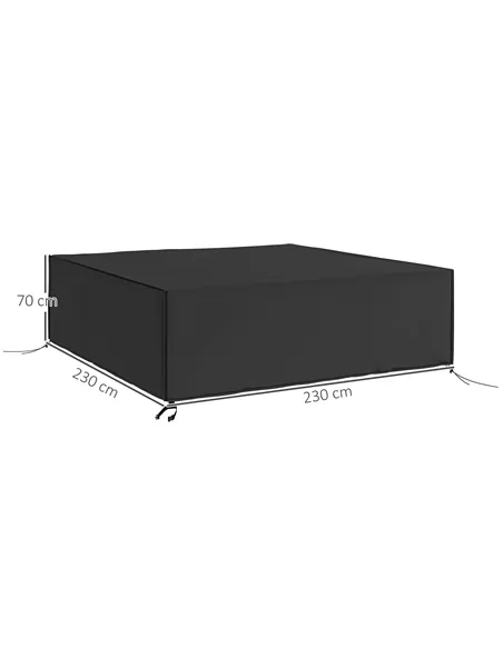 Outsunny Large Patio Garden Furniture Set Cover 600D Oxford Square Waterproof, 230 x 230 x 70 cm, Black