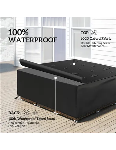 Outsunny Large Patio Garden Furniture Set Cover 600D Oxford Square Waterproof, 230 x 230 x 70 cm, Black