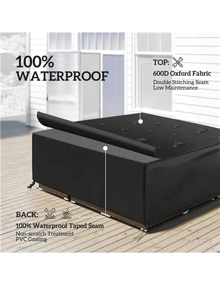 Outsunny Large Patio Garden Furniture Set Cover 600D Oxford Square Waterproof, 230 x 230 x 70 cm, Black