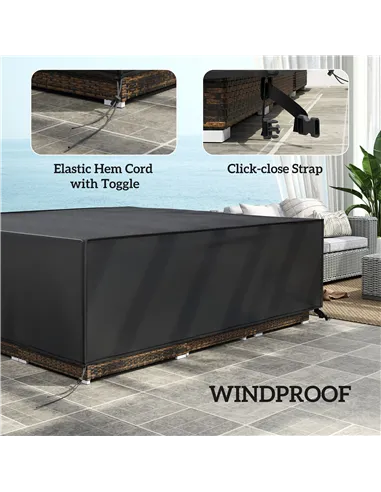 Outsunny Large Patio Garden Furniture Set Cover 600D Oxford Square Waterproof, 230 x 230 x 70 cm, Black