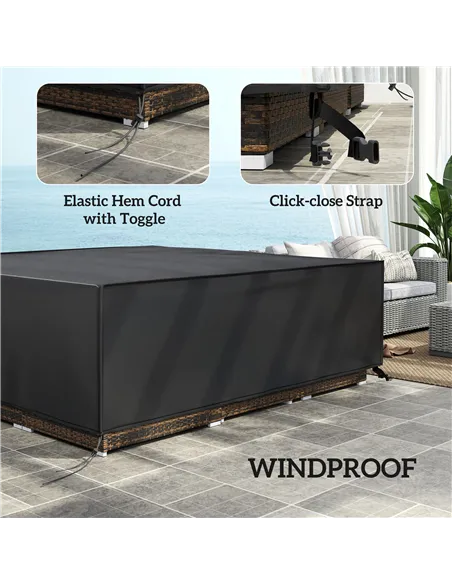 Outsunny Large Patio Garden Furniture Set Cover 600D Oxford Square Waterproof, 230 x 230 x 70 cm, Black