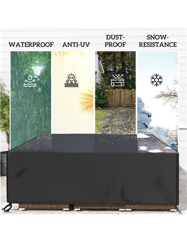 Outsunny Large Patio Garden Furniture Set Cover 600D Oxford Square Waterproof, 230 x 230 x 70 cm, Black