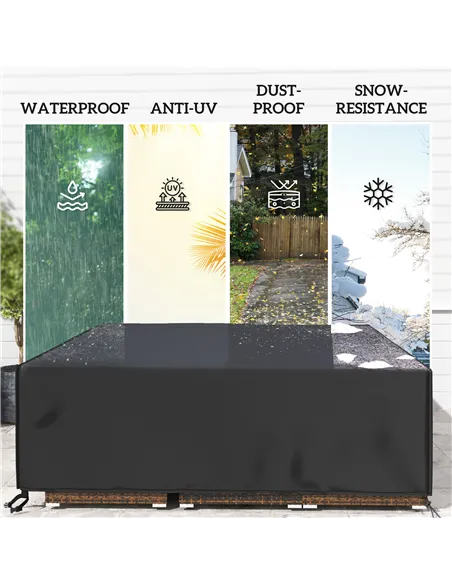 Outsunny Large Patio Garden Furniture Set Cover 600D Oxford Square Waterproof, 230 x 230 x 70 cm, Black