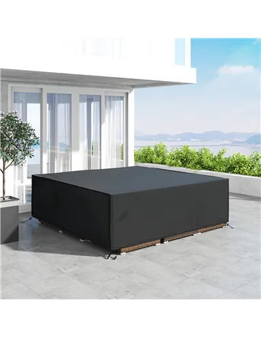 Outsunny Large Patio Garden Furniture Set Cover 600D Oxford Square Waterproof, 230 x 230 x 70 cm, Black