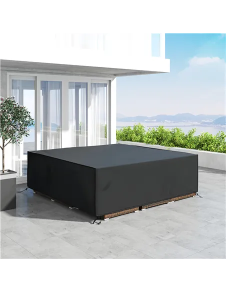 Outsunny Large Patio Garden Furniture Set Cover 600D Oxford Square Waterproof, 230 x 230 x 70 cm, Black