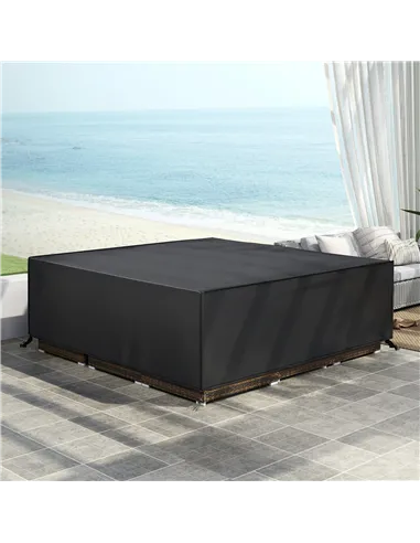 Outsunny Large Patio Garden Furniture Set Cover 600D Oxford Square Waterproof, 230 x 230 x 70 cm, Black