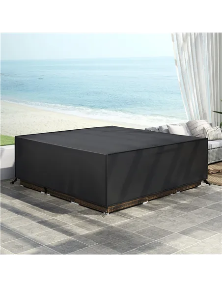 Outsunny Large Patio Garden Furniture Set Cover 600D Oxford Square Waterproof, 230 x 230 x 70 cm, Black