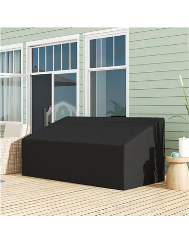 Outsunny 600D Oxford Cloth Garden Furniture Cover Waterproof, 3 Seater Sofa Protector for Patio, Outdoor, Black, 218 x 111 x 63-