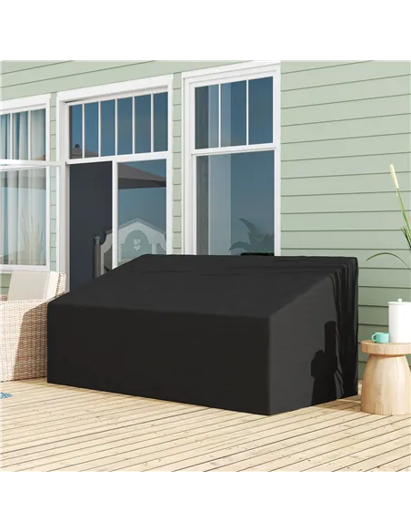 Outsunny 600D Oxford Cloth Garden Furniture Cover Waterproof, 3 Seater Sofa Protector for Patio, Outdoor, Black, 218 x 111 x 63-
