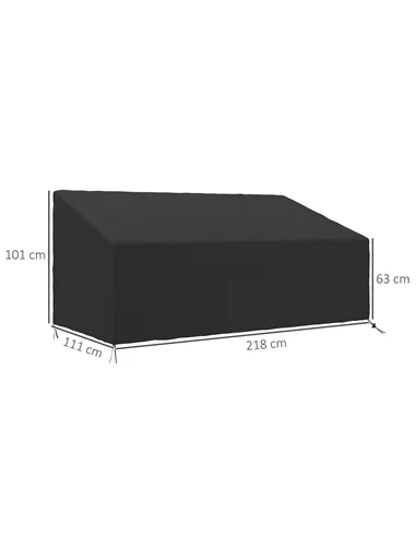 Outsunny 600D Oxford Cloth Garden Furniture Cover Waterproof, 3 Seater Sofa Protector for Patio, Outdoor, Black, 218 x 111 x 63-