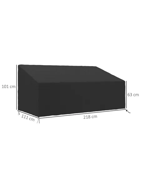 Outsunny 600D Oxford Cloth Garden Furniture Cover Waterproof, 3 Seater Sofa Protector for Patio, Outdoor, Black, 218 x 111 x 63-